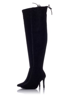 Μπότες Κάλτσα Over The Knee με λεπτό τακούνι - Μαύρο