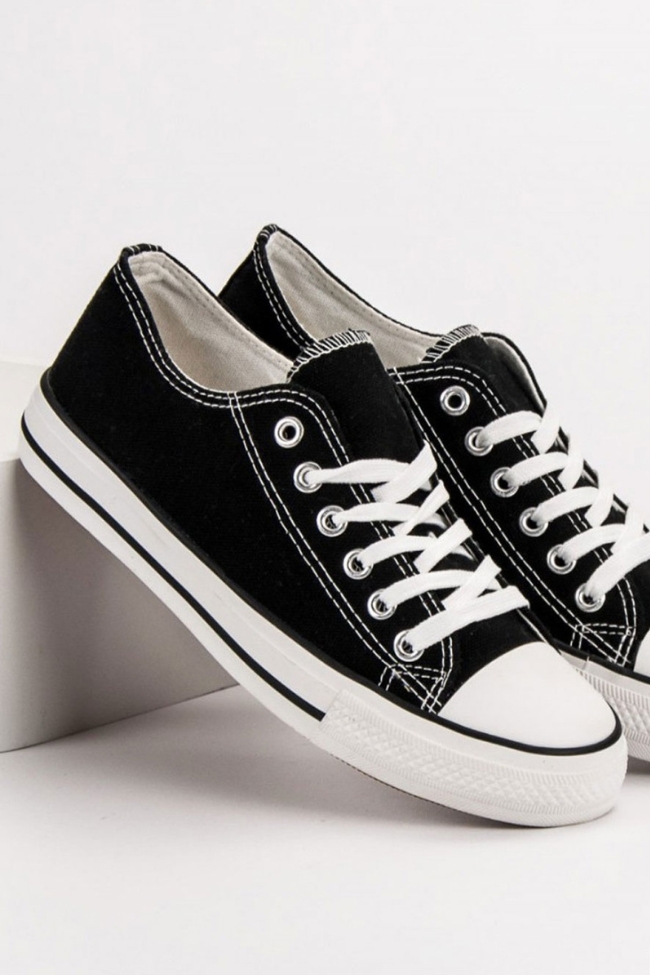 Ανδρικά πάνινα με κορδόνια και άνετο πάτο - Μαύρο