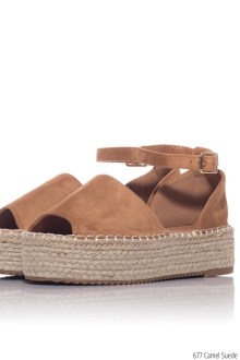 Eσπαντρίγιες suede peep toe - Κάμελ