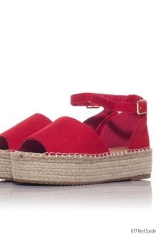 Eσπαντρίγιες suede peep toe - Κόκκινο