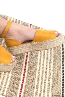 Eσπαντρίγιες suede peep toe - Κίτρινο