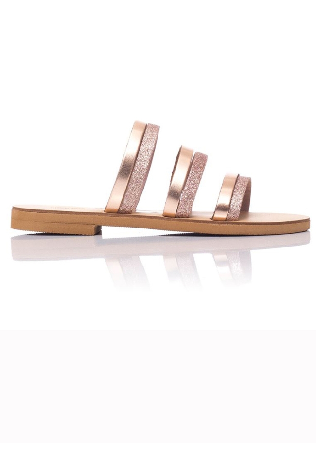 Παντόφλες Leather - HANDMADE IN GREECE - Χαλκός