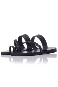 Δερμάτινες(LEATHER) Ελληνικής κατασκευής σανδάλια - Μαύρο