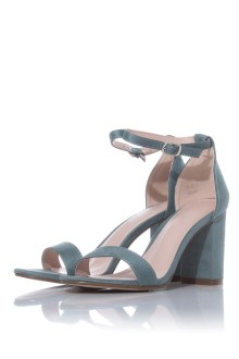 Πέδιλο Suede με λουράκι που δένει στον αστράγαλο με χοντρό μεσαίο τακούνι - Πράσινο