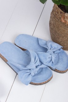 Flatforms suede με φιόγκο - Μπλέ
