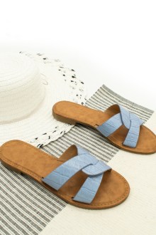 Παντόφλες  Δερματίνη - Μπλέ