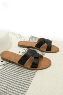 Παντόφλες Δερματίνη - Μαύρο