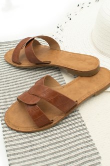 Παντόφλες Δερματίνη - Κάμελ