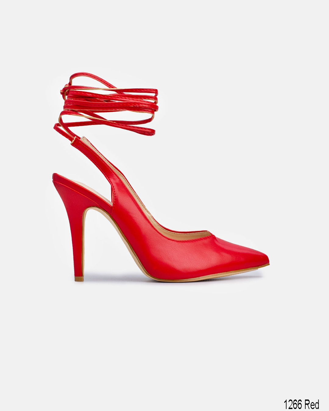 Γόβα δερματίνη lace up με ψηλό λεπτό τακούνι και μαλακή σόλα – Κόκκινο - Image 2