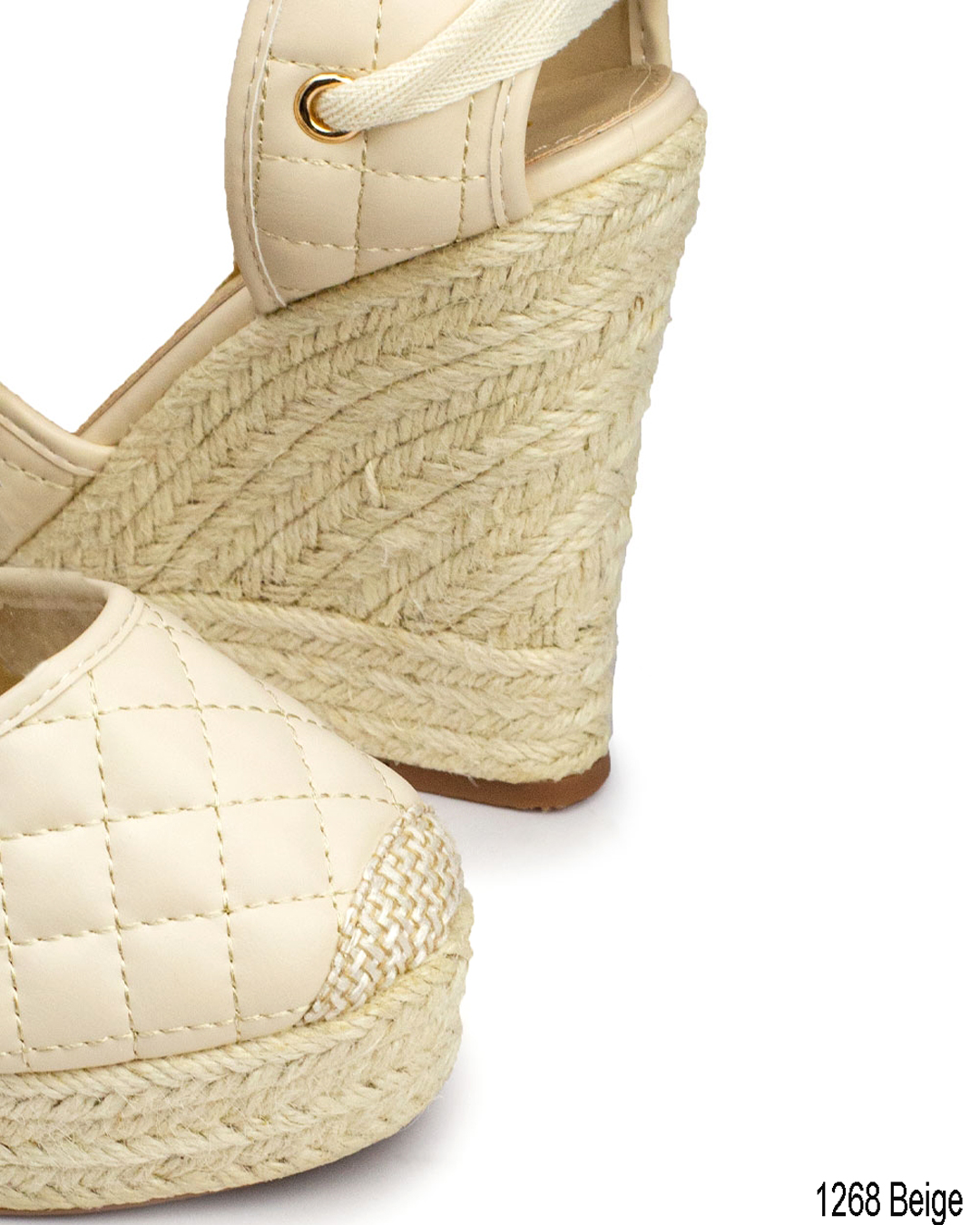 Πλατφόρμες lace up με καπιτονέ σχέδιο - Μπέζ - Image 2