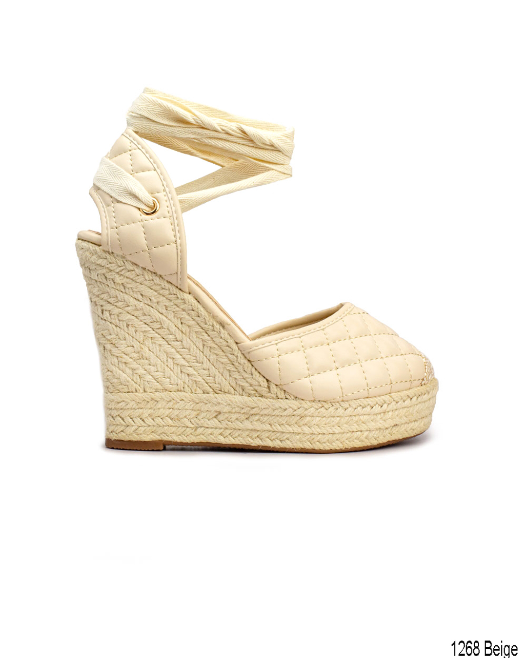 Πλατφόρμες lace up με καπιτονέ σχέδιο - Μπέζ - Image 3