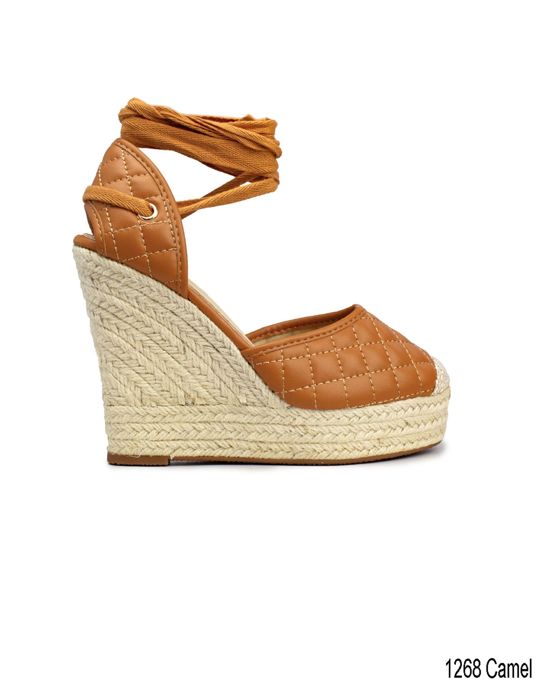 Πλατφόρμες lace up με καπιτονέ σχέδιο - Κάμελ - Image 2