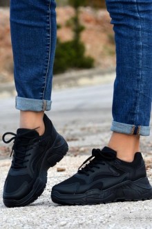Sneakers με δίπατη σόλα - Μαύρο