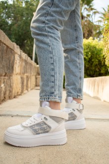 Sneaker Μποτάκι with Letters - Λευκό