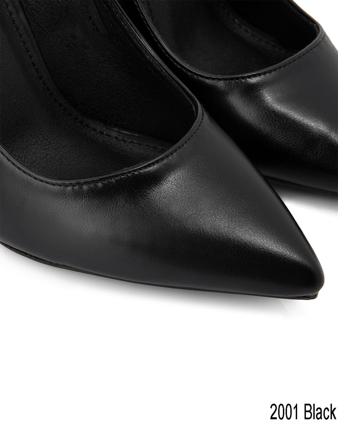 Γυναικεία Γόβα μυτερή με Χοντρό φοδραρισμένο τακούνι - Μαύρο - Image 3