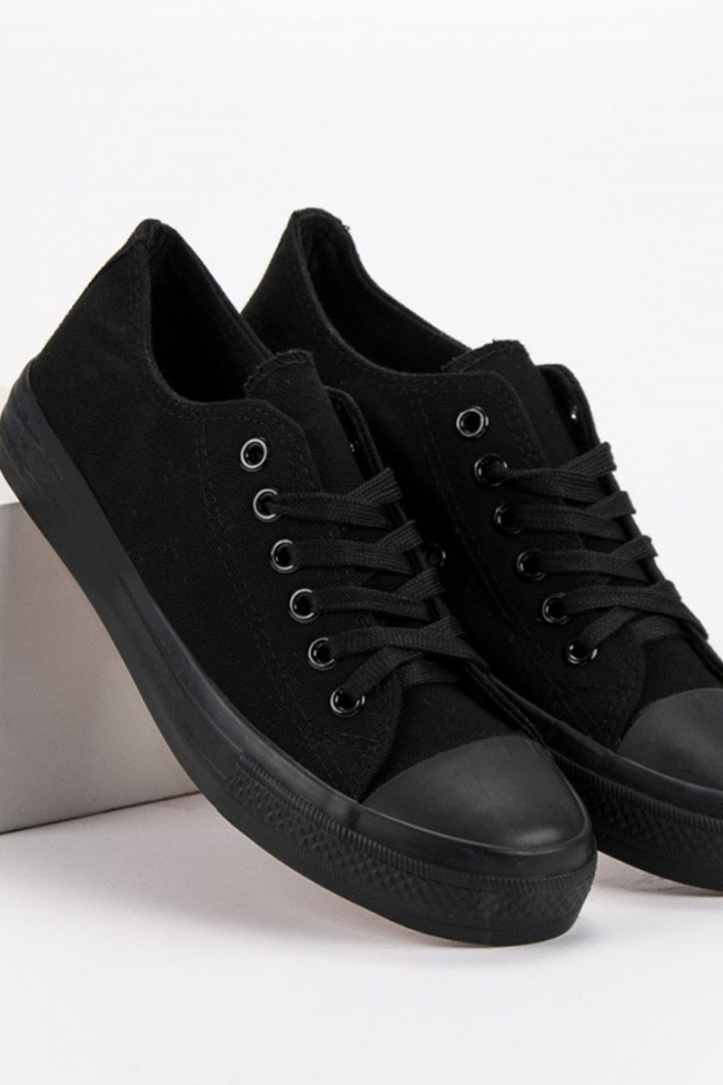 Ανδρικά πάνινα με κορδόνια και άνετο πάτο- Μαύρο