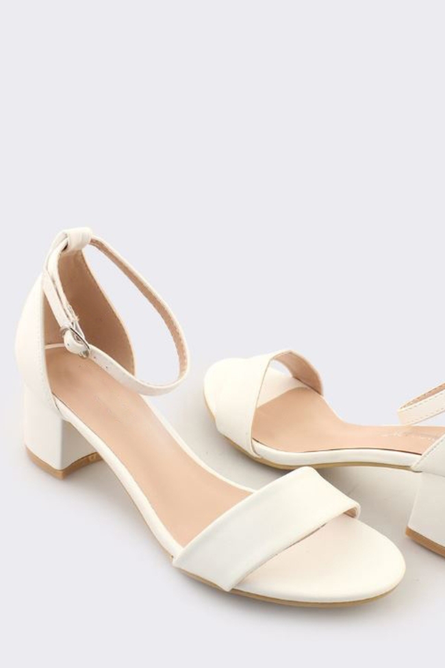 Πέδιλα με Τετράγωνο Τακούνι - Λεύκο