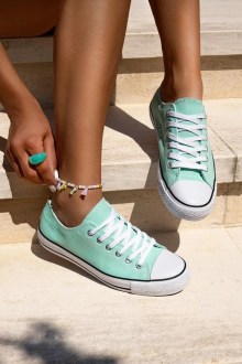 Γυναικεία Sneakers υφασμάτινα τύπου all star Πράσινο