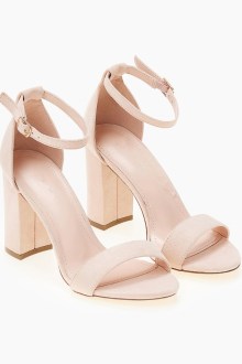 Πέδιλο με λουράκι και χοντρό τακούνι - Μπέζ
