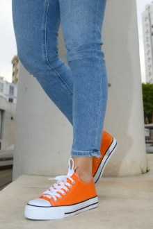 Γυναικεία Sneakers υφασμάτινα τύπου all star Πορτοκαλί