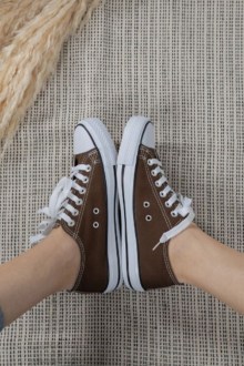 Γυναικεία Sneakers υφασμάτινα τύπου all star Καφέ