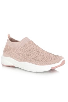 Γυναικείο Sneakers Socks Διάτρητο Ύφασμα και Strass Ρόζ