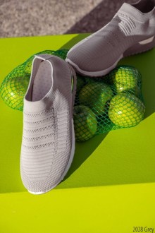 Γυναικεια Sneakers Κάλτσα με Μεταλλική Λεπτομέρεια Γκρί