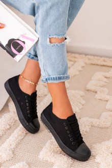 Γυναικεία Sneakers υφασμάτινα τύπου all star Μαύρο
