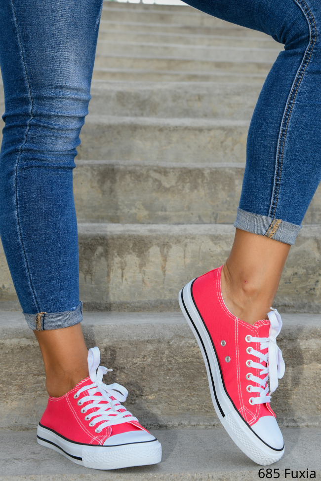 Γυναικεία Sneakers υφασμάτινα τύπου all star Φούξια - Image 2