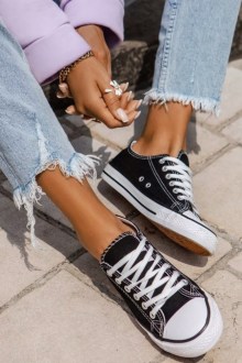 Γυναικεία Sneakers υφασμάτινα τύπου all star Μαύρο