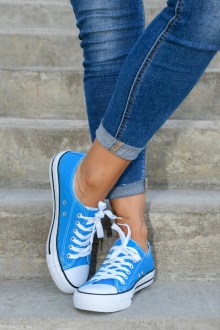 Γυναικεία Sneakers υφασμάτινα τύπου all star - Γαλάζιο