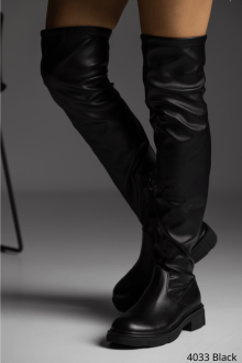 Μπότα με φερμουάρ και κορδόνι στο πάνω μέρος - Μαύρο