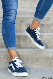 Sneakers πάνινα basic με κορδόνια  Μπλέ