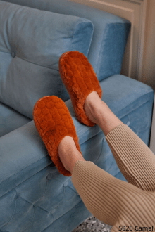 Παντόφλες Γούνινες - Κάμελ