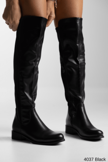 Μπότα flat με ύφασμα στο πίσω μέρος και φερμουάρ εσωτερικά - Μαύρο