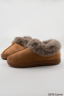 Παντόφλες Γούνινες Κλειστές - Κάμελ
