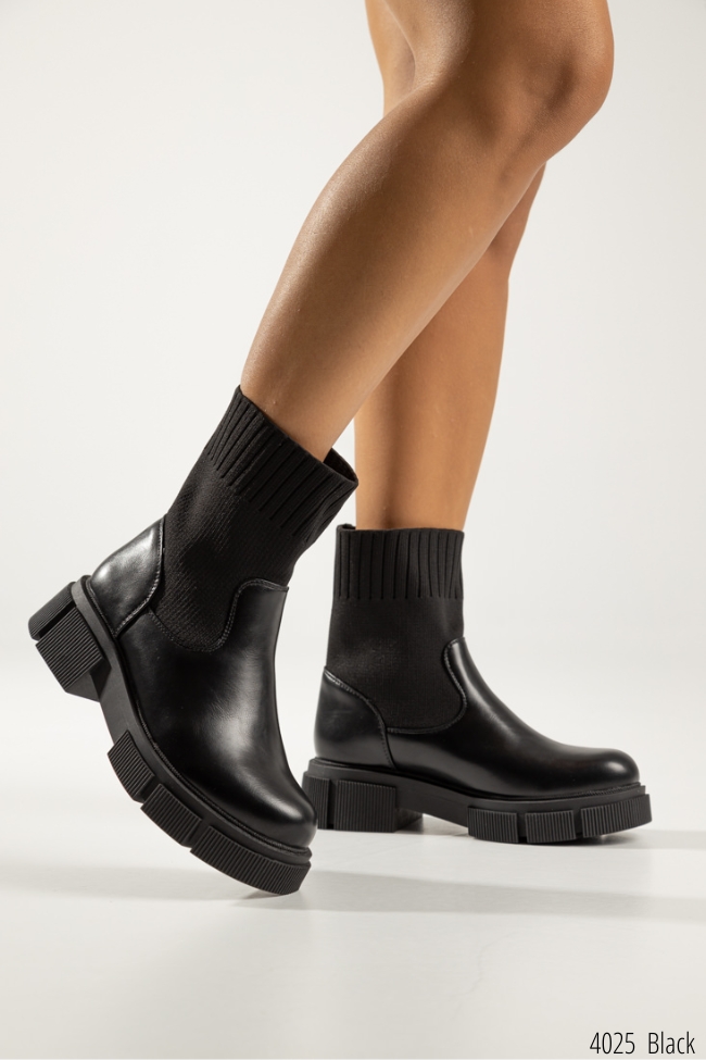 Μποτάκια με κάλτσα στο πάνω μέρος - Μαύρο - Image 3