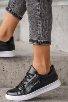 Sneakers με διακοσμητικό φερμουάρ στο πλαϊνό μέρος Μαύρο