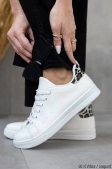 Γυναικεία Sneakers με print στο πίσω μέρος Λευκό / Λεοπάρ