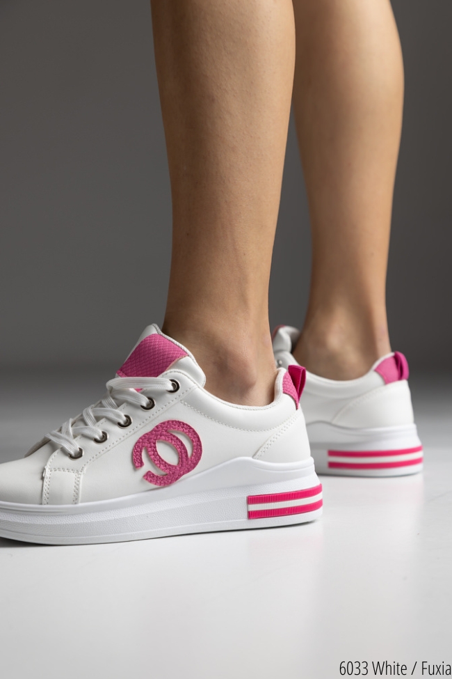 Γυναικεία Sneakers με Ρόζ Λεπτομέρεια Λευκό - Image 4