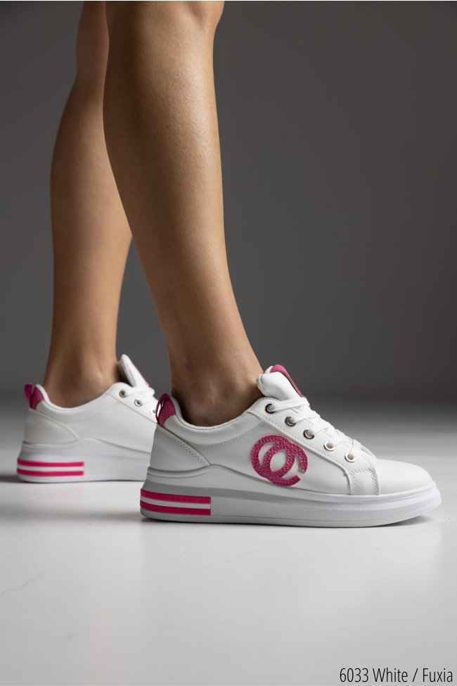 Γυναικεία Sneakers με Ρόζ Λεπτομέρεια Λευκό - Image 2