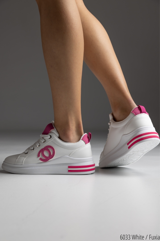 Γυναικεία Sneakers με Ρόζ Λεπτομέρεια Λευκό - Image 3