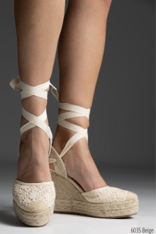 Πλατφόρμα espadrilles suede με κορδόνι για δέσιμο στο πόδι