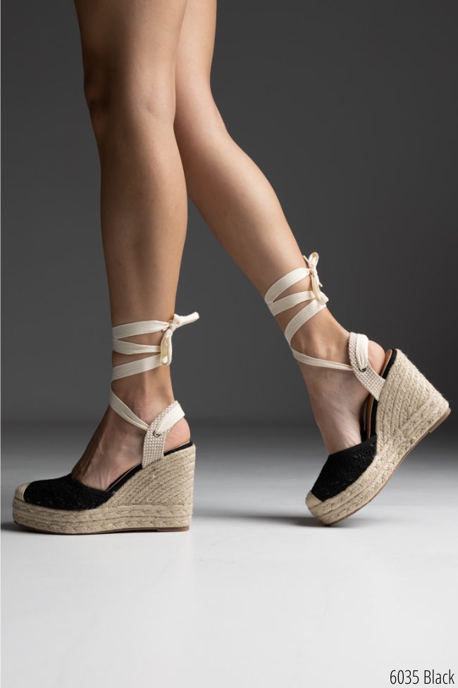 Πλατφόρμα espadrilles suede με κορδόνι για δέσιμο στο πόδι - Image 4