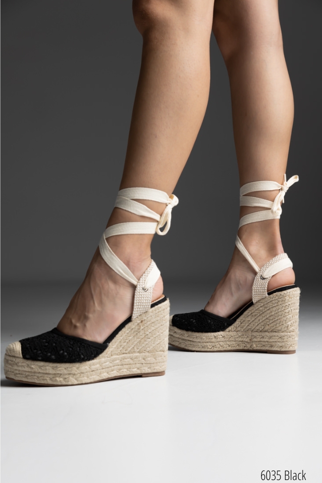 Πλατφόρμα espadrilles suede με κορδόνι για δέσιμο στο πόδι - Image 2