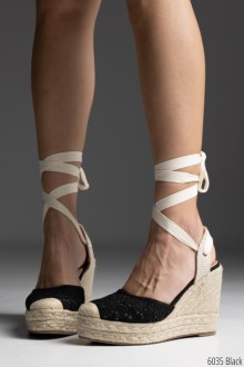 Πλατφόρμα espadrilles suede με κορδόνι για δέσιμο στο πόδι