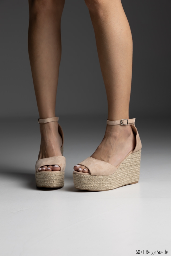 Πλατφόρμα suede με σχοινί στον πάτο - Μπέζ - Image 2