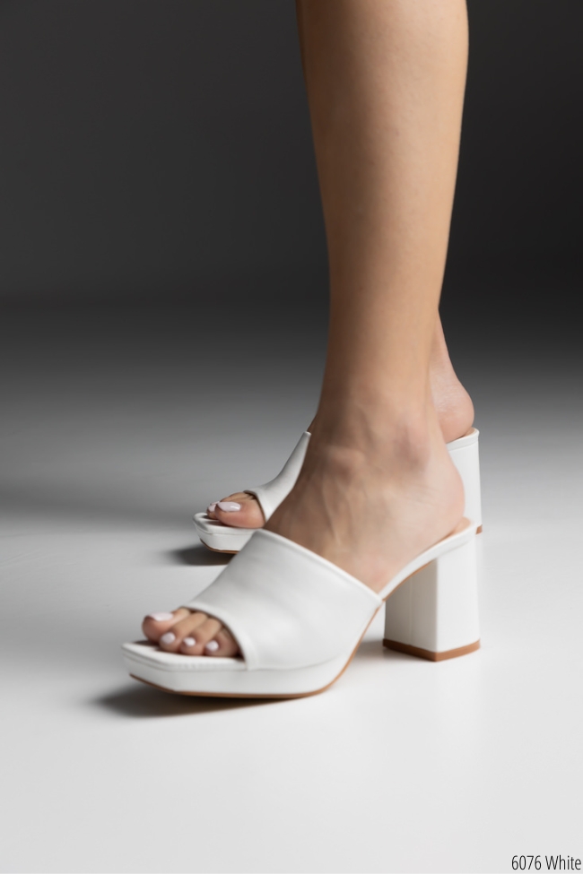 Πέδιλο δερματίνη mule - Λευκό - Image 2