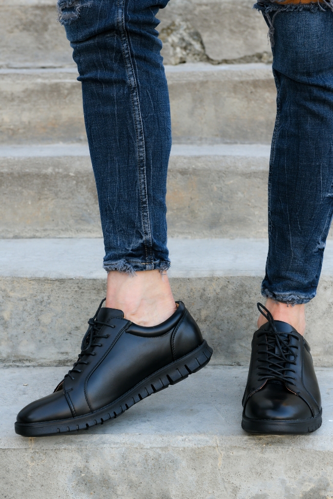 Ανδρικά Casual με Κορδόνια - Μαύρο - Image 4