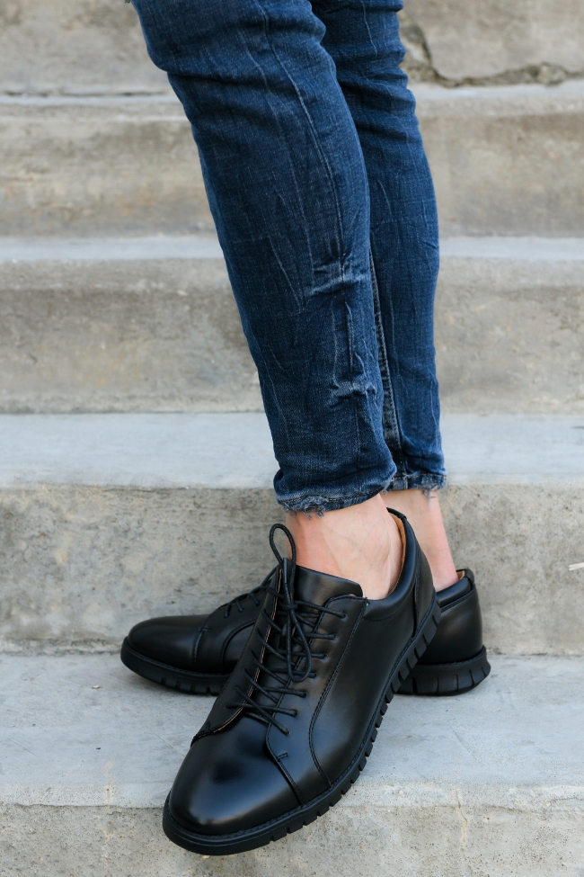 Ανδρικά Casual με Κορδόνια - Μαύρο - Image 2